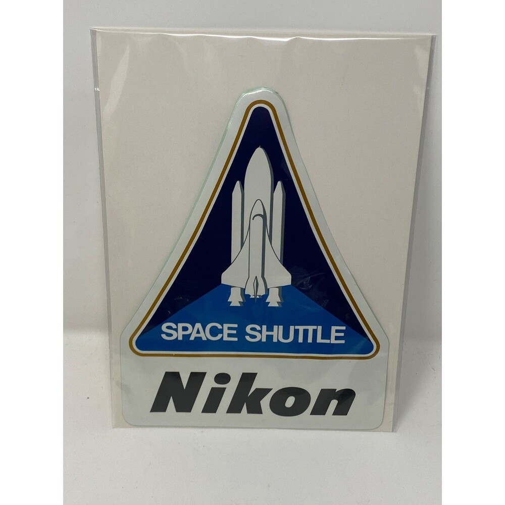 Huge NASA Space Shuttle Nikon Camera 1980s Columbia Sticker Decal 9.25" x 7"